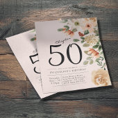 Floral 50th Birthday Budget Invitation Flyer