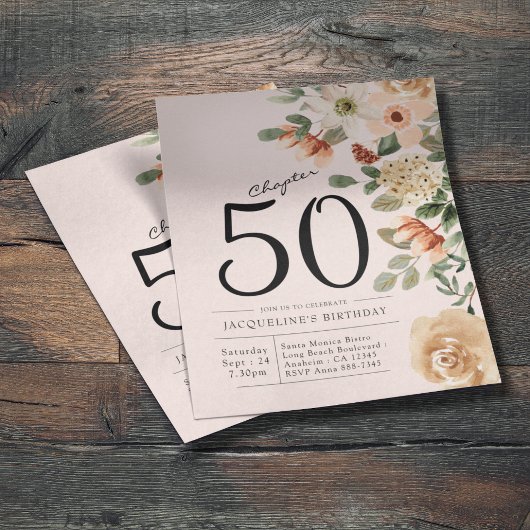 Floral 50th Birthday Budget Invitation Flyer