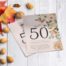 Floral 50th Birthday Budget Invitation