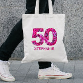 Floral 50th birthday canvas tas modern gepersonali