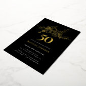 Floral 50th Birthday Gold Folie Uitnodiging (Gedraaid)