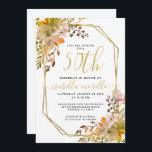 Floral 50th Birthday Gold Lijst Invitation Kaart<br><div class="desc">Een grote waterverf zand en roest oranje florale 50e verjaardag uitnodiging met gouden lijst. Een stijlvol en  ontwerp van de waterverf.</div>
