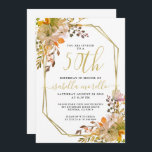 Floral 50th Birthday Gold Lijst Invitation Kaart<br><div class="desc">Een grote waterverf zand en roest oranje florale 50e verjaardag uitnodiging met gouden lijst. Een stijlvol en  ontwerp van de waterverf.</div>