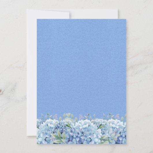 Floral 50th Birthday in Blue Hydrangeas Waterverf Kaart (Achterkant)