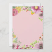 Floral 50th Birthday Invitation for Women Pink Kaart (Achterkant)