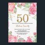 Floral 50th Birthday Invitation Gold Glitter Kaart<br><div class="desc">Floral 50th Birthday Invitation for Women. Waterverf botanische bloem. Gold Glitter. Roze pinda's Floral Flowers. Volwassen verjaardag. Voor verdere aanpassing,  te klikken gelieve de knoop "van de Aanpassing het"en ons ontwerphulpmiddel te gebruiken om deze sjabloon te wijzigen.</div>