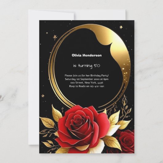 Floral 50th Birthday Invitation Kaart (Voorkant)