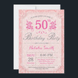 Floral 50th Birthday Invitation Pink for Women Kaart<br><div class="desc">Floral 50th Birthday Invitation. Roze bloem. Vrouwen,  dame,  meisje-dag. 13e 15e 16e 18e 21e 30e 40e 50e 60e 70e 90e 100e,  Alle leeftijden. Voor verdere aanpassing,  te klikken gelieve de knoop "van de Aanpassing het"en ons ontwerphulpmiddel te gebruiken om deze sjabloon te wijzigen.</div>