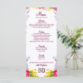 Floral 50th Birthday Menu Kaart 50 jaar (Staand voorkant)