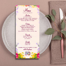 Floral 50th Birthday Menu Kaart 50 jaar