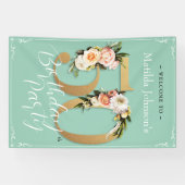 Floral 50th Birthday Mint Gold  Glamoureus Spandoek (Horizontaal)