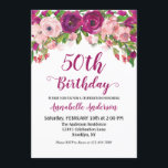 Floral 50th Birthday Paars Pink Waterverf Modern Kaart<br><div class="desc">Chic Floral Paars Pink Waterverf 50th Birthday Uitnodiging Het ontwerp is voorzien van waterverf magenta paarse,  wazige roze en oranje bloemen.</div>