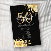 Floral 50th Birthday Program Gold & Black met Menu