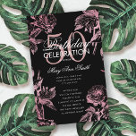 Floral 50th Birthday Program Roos Gold Black Menu<br><div class="desc">Elegant 'Birthday Party Program' met Floral Arrangement in Roos Gold met aangepaste tekst.</div>