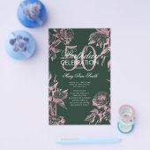 Floral 50th Birthday Programme Roos Gold Green Men Flyer (Enkel)