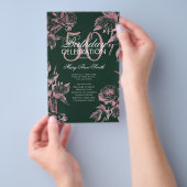 Floral 50th Birthday Programme Roos Gold Green Men Flyer (Hand)