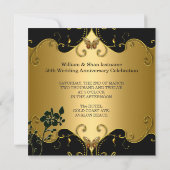 Floral 50th Wedding Jubileum Gold Black Kaart (Achterkant)