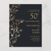 Floral 50th Wedding Jubileum Opslaan De Datum Briefkaart (Voorkant)