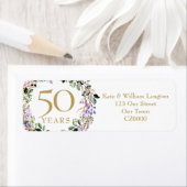 Floral 50th Wedding Jubileum Retouradres Etiket (Insitu)