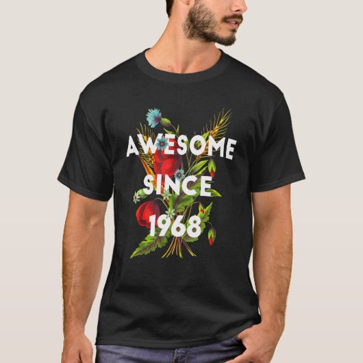 Floral 54 jaar oud geboortedag Geweldige sinds 196 T-shirt (Voorkant)