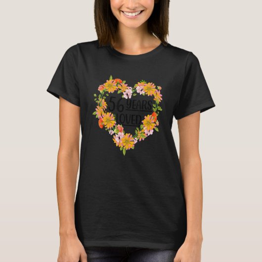 Floral 56 jaar oud verjaardag 56 jaar geliefd 56th t-shirt (Voorkant)