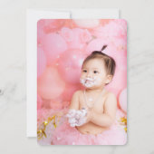 Floral 5th Birthday met Aangepaste fotouitnodiging Kaart (Achterkant)