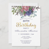 Floral 60 jaar oud en fabelachtig rood roodje kaart (Voorkant)