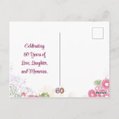 Floral 60e verjaardag - Elegant 60 Save the Date Briefkaart (Achterkant)