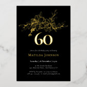 Floral 60e verjaardag Gold Foil uitnodiging (Voorkant)