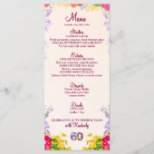 Floral 60e Verjaardag Menu Kaart Elegant 60 jaar (Voorkant)