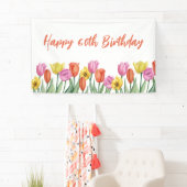 Floral 60e verjaardag pastel spandoek (Insitu)