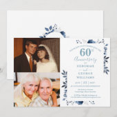 Floral 60ste bruiloft Jubileum Toen & Nu 2 Foto Kaart (Voorkant / Achterkant)