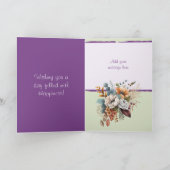 Floral 60ste verjaardag aangepaste naam paarse kaart (Binnen)