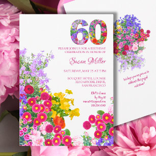 Floral 60ste verjaardag - Garden Celebration Desig Kaart