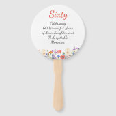 Floral 60ste verjaardagsfeest begunstigt 60 aangep handwaaier (Achterkant)