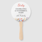 Floral 60ste verjaardagsfeest begunstigt 60 aangep handwaaier (Voorkant)