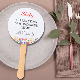 Floral 60ste verjaardagsfeest begunstigt 60 aangep handwaaier