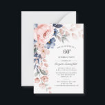 Floral 60th Birthday Dusty Blue Waterverf Notitiekaartje<br><div class="desc">Verstuur de uitnodigingen voor de komende mijlpaal met onze moderne Pastel Roze Indigo Blauwe Waterverf Floral note cards. Met prachtige botanische waterverf bloom. U kunt de tekst eenvoudig personaliseren met de partijdetails door op de knop Aanpassen te klikken om de stijl en plaatsing van de tekst verder te herschikken en...</div>