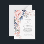 Floral 60th Birthday Dusty Blue Waterverf Notitiekaartje<br><div class="desc">Verstuur de uitnodigingen voor de komende mijlpaal met onze moderne Pastel Roze Indigo Blauwe Waterverf Floral note cards. Met prachtige botanische waterverf bloom. U kunt de tekst eenvoudig personaliseren met de partijdetails door op de knop Aanpassen te klikken om de stijl en plaatsing van de tekst verder te herschikken en...</div>