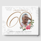 Floral 60th Birthday Elegant Calligraphy Custom Gastenboek (Achterkant)