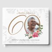 Floral 60th Birthday Elegant Calligraphy Custom Gastenboek (Voorkant)