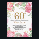 Floral 60th Birthday Invitation Gold Glitter Kaart<br><div class="desc">Floral 60th Birthday Invitation for Women. Waterverf botanische bloem. Gold Glitter. Roze pinda's Floral Flowers. Volwassen verjaardag. Voor verdere aanpassing,  te klikken gelieve de knoop "van de Aanpassing het"en ons ontwerphulpmiddel te gebruiken om deze sjabloon te wijzigen.</div>