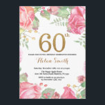 Floral 60th Birthday Invitation Gold Glitter Kaart<br><div class="desc">Floral 60th Birthday Invitation for Women. Waterverf botanische bloem. Gold Glitter. Roze pinda's Floral Flowers. Volwassen verjaardag. Voor verdere aanpassing,  te klikken gelieve de knoop "van de Aanpassing het"en ons ontwerphulpmiddel te gebruiken om deze sjabloon te wijzigen.</div>