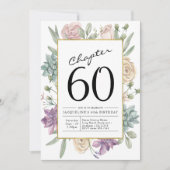 Floral 60th Birthday Invitation Kaart (Voorkant)