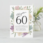 Floral 60th Birthday Invitation Kaart (Staand voorkant)