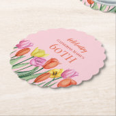 Floral 60th Birthday Kartonnen Onderzetters (Gekanteld)