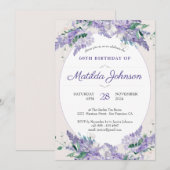 Floral 60th Birthday Paars Wisteria Botanical Kaart (Voorkant / Achterkant)