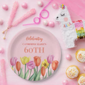 Floral 60th Birthday Papieren Bordje (Feest)