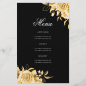 Floral 60th Birthday Program Gold & Black met menu (Achterkant)