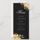 Floral 60th Birthday Program Gold & Black met menu Kaart (Achterkant)